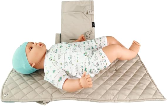 Bebek Alt Açma Örtüsü Su Geçirmez Fonksiyonel Bakım Çantası Kapitone Bebek Alt Açma Matı (Krem)