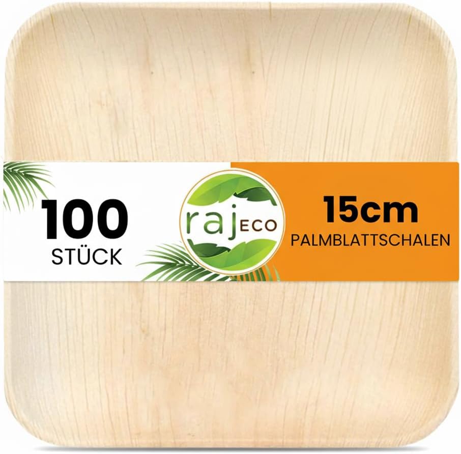 Raj Palm Leaf Plates 6 Inch Square Plates Like Bamboo Plates Disposable Plates Strong Decorative Compostable Tableware for Wedding Lunch Dinner Outdoor BBQ Picnic