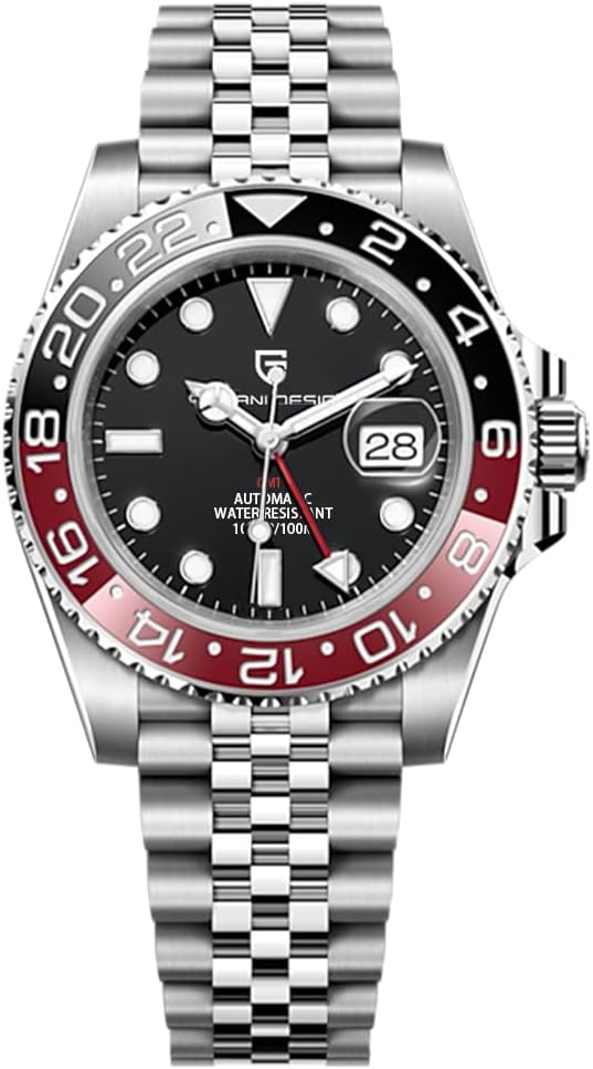 Pagani Design GMT Men's 40 mm Automatic Watch Sapphire Glass Stainless Steel 100 m Water Resistance Analogue Watch Mechanical Watches Gift Watch for Men
