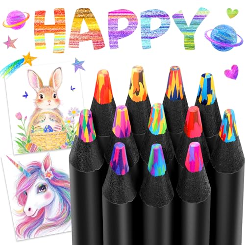 Easter Basket Stuffers, Easter Gifts for Kids, 12 Rainbow Colored Pencils, Art Supplies, Teen Girl Gifts Trendy Stuff, Arts and Crafts for Kid Ages 8-12