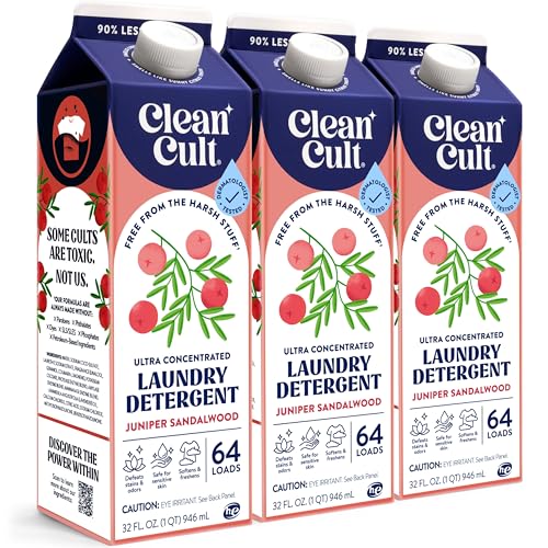Ultra Concentrated Liquid Laundry Detergent Soap, 192 loads 96 oz, Long Lasting Scent, 90% Less Plastic, No Harsh Chemicals, Juniper Sandalwood, Defeats Stains & Odors, HEStandard Compatible