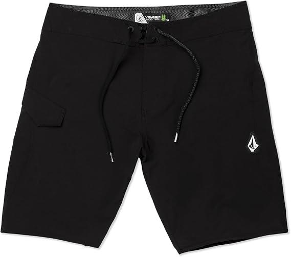 Volcom Men's 20" Mod-Tech Board Shorts- Stretch, UPF 50+ Sun Protection, Quick-Dry Swim Bottoms, Black-Onyx, 33