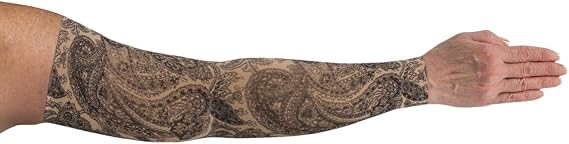 Lymphedivas Black Paisley Medical Graduated Compression Arm Sleeve for Lymphedema (Long 20-30 mmHg Large)