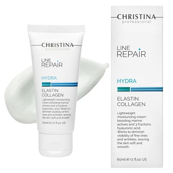 CHRISTINA- Collagen Face Moisturizer with Hyaluronic Acid Marine Restore Cream for Hydration, Wrinkle Reduction, and Skin Firming Lightweight Anti-Wrinkle Facial Cream for Ages 20-50+ 60 ml