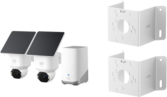Anker Eufy SoloCam E42 2-Cam Kit Outdoor Security Camera + Wall Corner Mounting Bracket