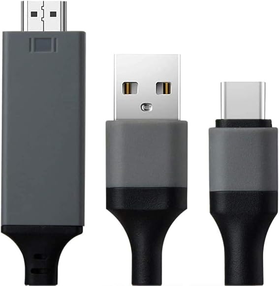 HDMI Cable Adapter, 1080P USB/Type-C to HDMI Adapter Mirror Mobile Phone Screen to TV/Projector/Monitor Compatible with S8/9 Note 8/9 and More Android Devices (Black)