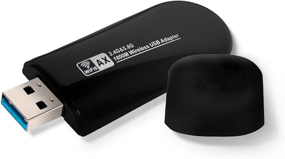 JAPOO WiFi Adapter for Desktop PC and Laptop Ultra-Fast 1800Mbps Wi-Fi 6 USB Wireless Network Adapter, Dual Band 2.4/5GHz,Compatible with Windows 11/10 Built in High Gain Antenna