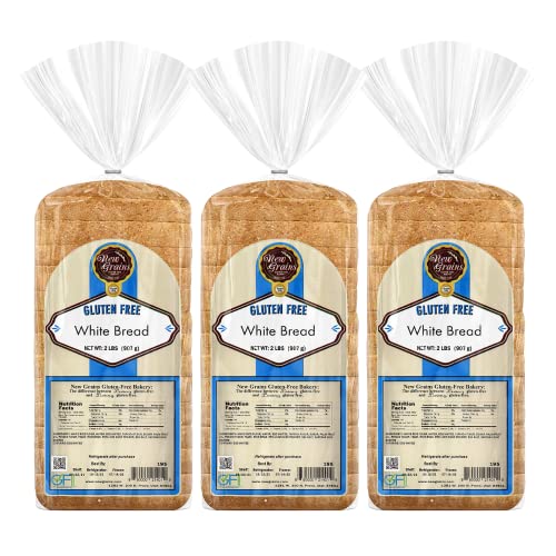 New Grains Artisan Bread White 2lb each | Gluten Free Bread, Bread Fresh with Texture of The Soft White Bread | Light & Fluffy Loaf Bread Perfect for Grilled Cheese or Any Other Sandwich | 3 Pack