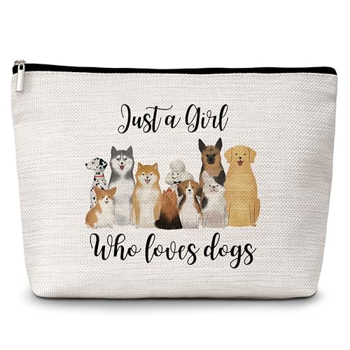 GREOXG Just a Girl Who Loves Dogs Makeup Bag, Small Travel Cosmetic Bag with Zipper, Cute Makeup Pouch Gift Ideas for Women Teen Girls Friends Mom Sisters Birthday Christmas Wedding Graduation-E11
