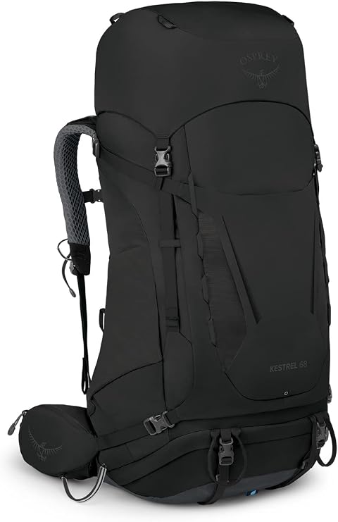 Osprey Kestrel 68L Men's Backpacking Backpack, Black, S/M