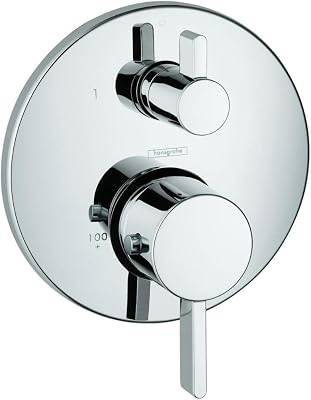 hansgrohe Ecostat Modern Thermostatic Shower Valve Trim with Temperature Control and Diverter in Chrome, 04231000