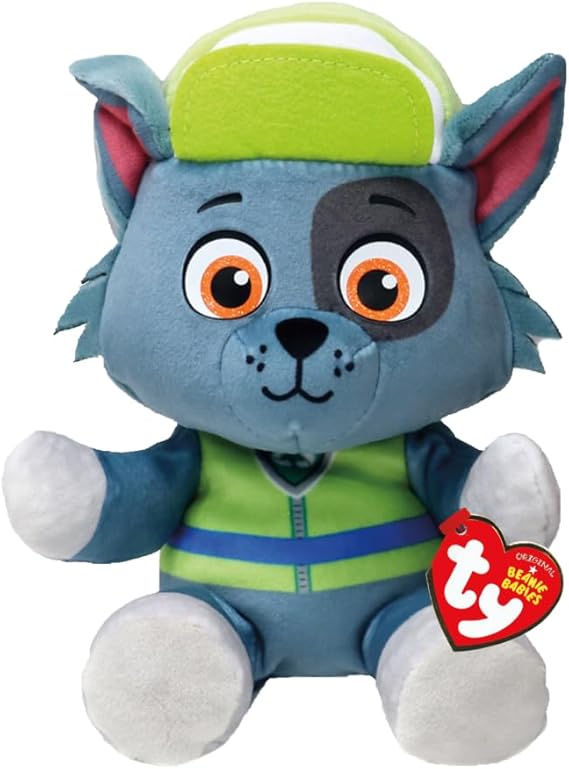 Ty - Paw Patrol Collection, Rocky, All the Heroes of the Puppy Squad in Floppy Version, Soft Plush to Collect, Gift Idea for Young and Old - 20 cm - T44019