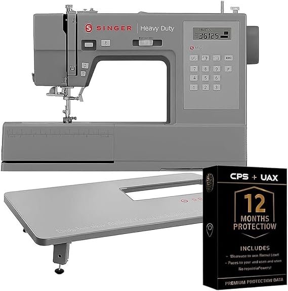 SINGER Heavy Duty 6700C Sewing Machine with Extension Table LCD Screen 411 Stitch Speed Control Built-in Needle Threader 12 Month CPS Protection Plan