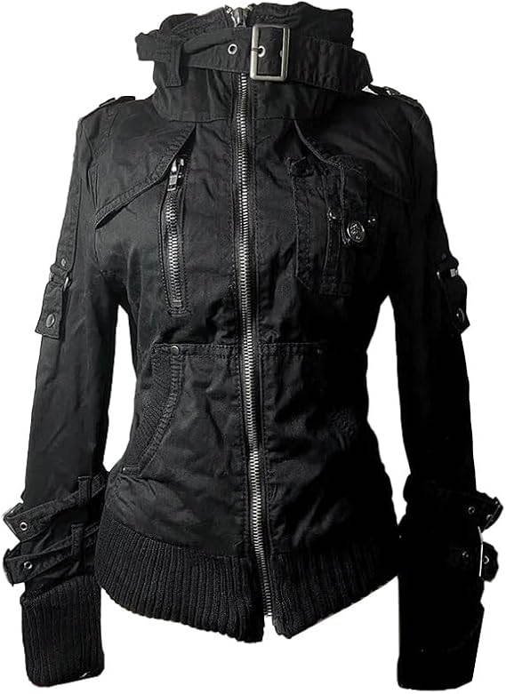 Goth Jackets Y2k Clothing Vintage Women Punk Zipper Hoodies Streetwear Harajuku Emo Sweatshirts Tops