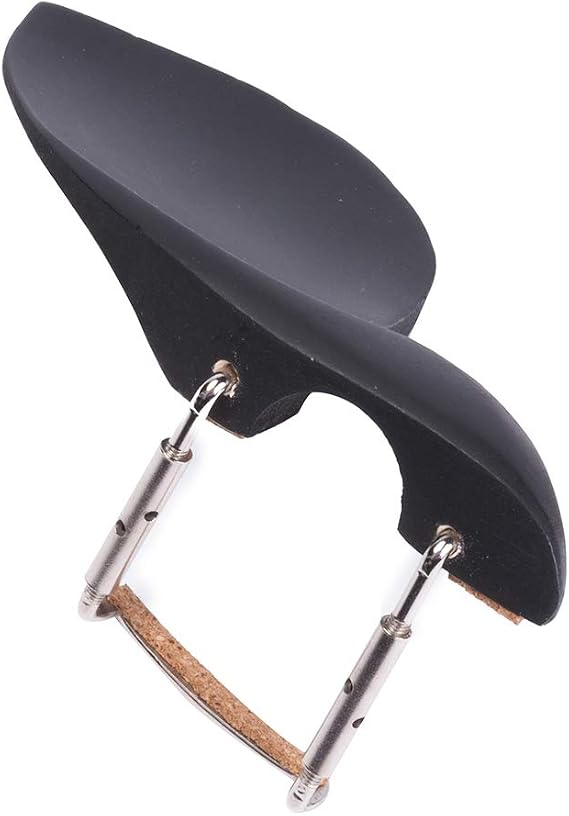 Black 4/4 Violin Chinrest with Screw & Cork, Ebony with Standard Bracket