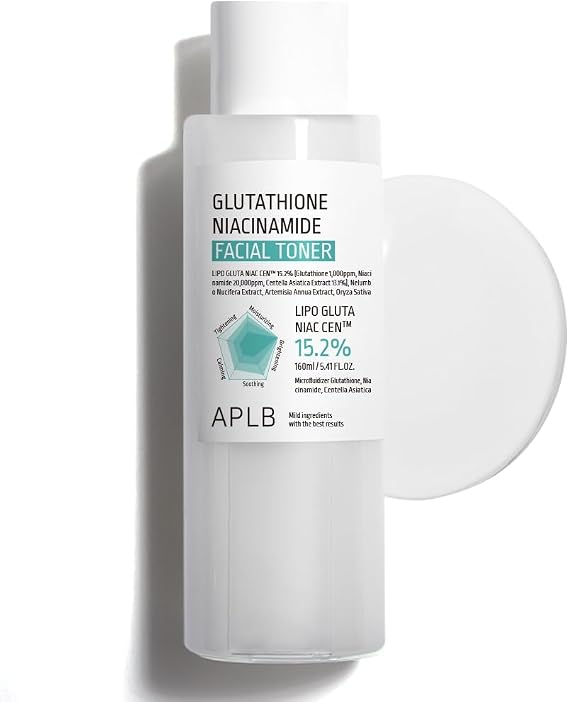 APLB Glutathione Niacinamide Facial Toner | LIPO GLUTA NIAC CENTM 15.2% 5.41 FL.OZ/Korean Skincare, Replenishing Moisture, Revitalize for Gentle and Improve Skin Texture Through Niacinamide