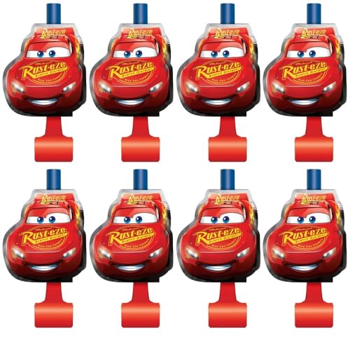 Disney Cars 3 Movie Blowouts Pack of 8 - Vibrant, Colorful & Sturdy - Perfect for Themed Birthday Parties & Celebrations