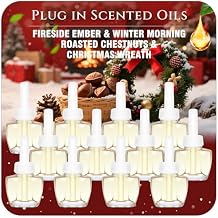 Plug Ins Refills Air Freshener 12 Pack, Fireside Ember, Winter Morning, Roasted Chestnuts, Christmas Wreath, Long Lasting Plug in Refills, Compatible with Air Wick & Glade, Not Include Glade Plus