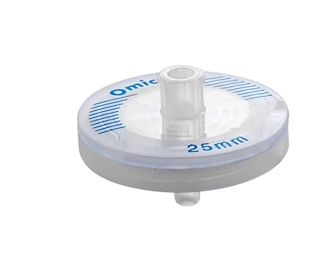 OmicronTM SFGFPE25XB Chromatography Syringe Filters, Non-Sterile, PES w/Glass Fiber, HPLC Certified, 25 mm, 0.45 Micron, Glass Fiber 2.0 Micron (Pack of 100)