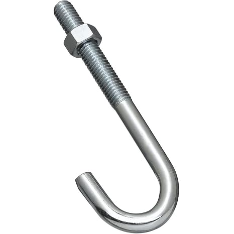 National Hardware J Bolt with Hex Nut, 1/2 in x 6 in, Steel, Zinc Plated