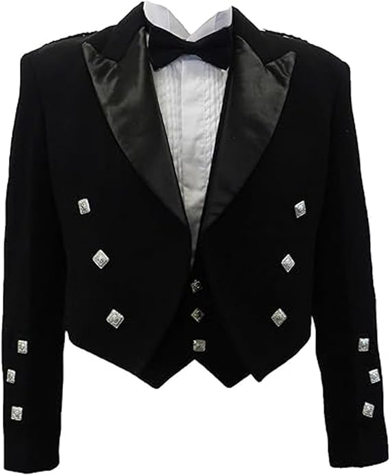 UT Kilts Prince Charlie Jacket & Vest, Formal Scottish Kilt Jacket for Men, with Elegant Vest & Stylish Silver Button Accents
