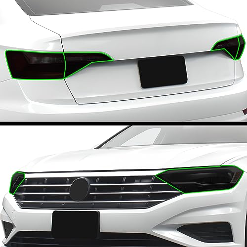 BOGAR TECH DESIGNS Precut for Volkswagen Jetta 2019-2024 Full Headlight Taillight Head Tail Light PPF Tint Kit, Dark Smoke