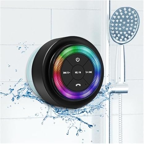 XLEADER Pro Shower Speaker (Upgraded) Certified IPX7 Waterproof Bluetooth Speaker, 8W Crystal Sound&Rich Bass, 15H Playtime, with Suction Cup, Silicone Lanyard, Ideal Gifts, SoundAngel Mate(2 Gen)