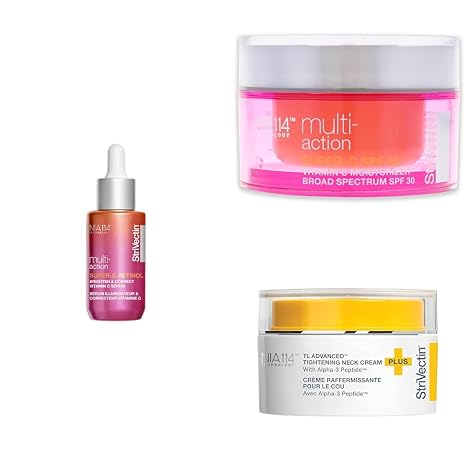 StriVectin Face Serum, Multi-Action Super-C SPF 30 Vitamin C Moisturizer, and Tighten & Lift Advanced Neck Cream PLUS with Alpha-3 Peptides for Neck & Decollete