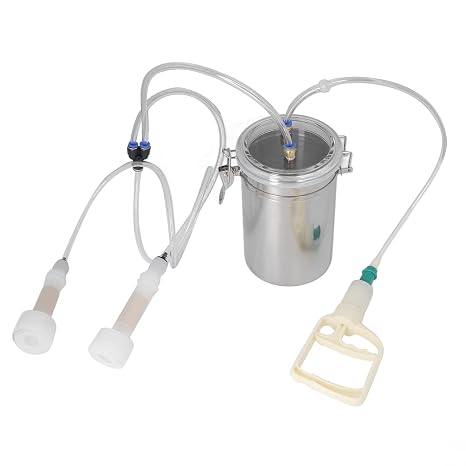 Manual Milking Machine 2000ml Effort Saving Control, Stainless Steel Bottle Portable Milking Kit, 2L Portable Goat Milking Machine, Cow Milking Machine for Milk Plant Farm