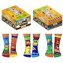 United Oddsocks - Little Diggers - 6 Odd Socks for Kids US 9.5-13