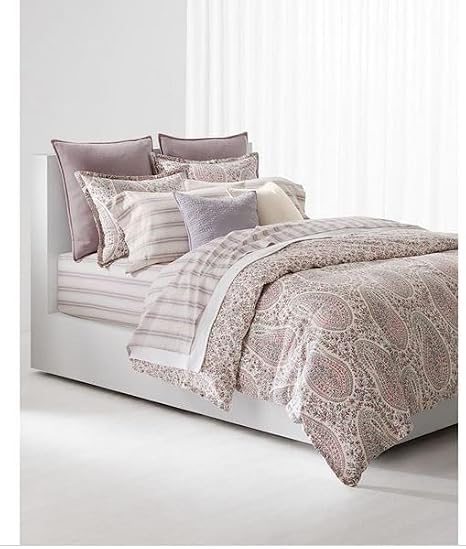 Lauren Ralph Lauren Claudia Pink Blue Purple Multi Paisley Floral on Off White King 3 pc Comforter Set Shams