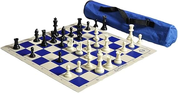 US Chess Quiver Tournament Chess Set Combination Triple Weighted (Blue)