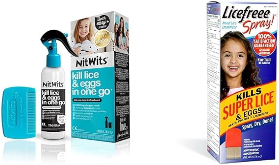 NitWits Head Lice Spray 120ml & Comb Bundle with Licefreee Spray 6 Fl Oz & Metal Nit Comb