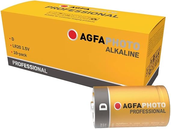 AgfaPhoto Battery Alkaline Professional D Mono Pack of 10, 110-858500