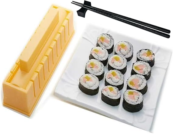 YUHE Sushi Maker, DIY Sushi Mold Set - Easy Sushi Making Kit, with Chopsticks, Chopstick Rest and Sushi Knife (Make Round Shaped Sushi)