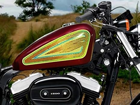 - East Coast Vinyl Werkz - Old School Gold - Fuel Tank Decals 2pc Set for Harley Davidson Sportster 883 1200 Iron nightster 48