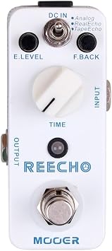 MOOER Reecho Delay Guitar Effects Pedal with 3 Modes, Analog, Real, Tape, Vintage Tap Echo Machine