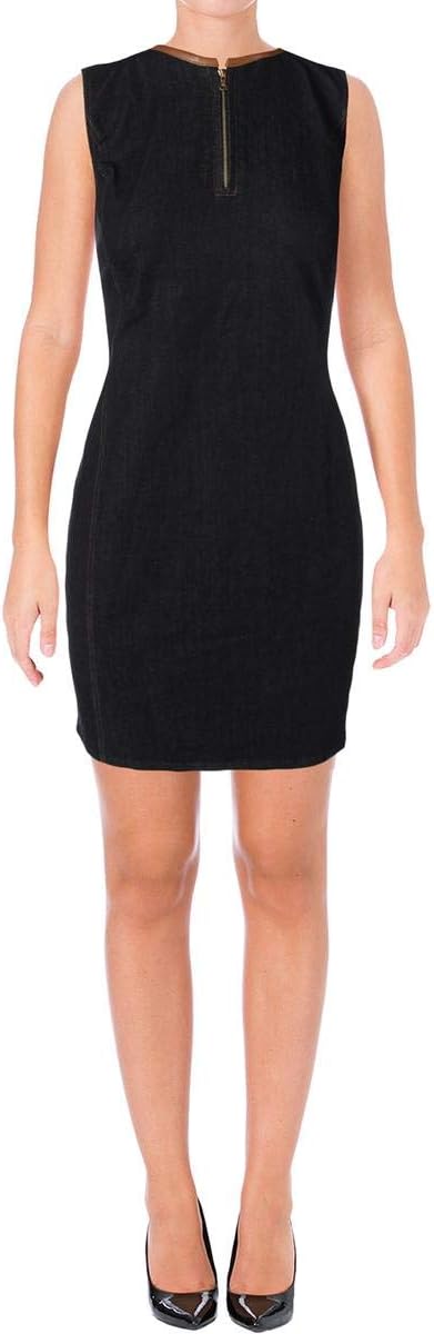LAUREN RALPH LAUREN Womens Denim Zipper Wear to Work Dress Navy 14