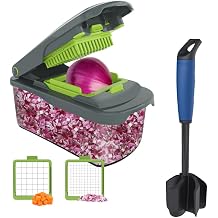 Ourokhome Vegetable Chopper Onion Cutter with Container Multifunctional Food Chopper with 2 Blades, Upgrade Meat Chopper and Potato Masher, Heat Resistant Ground Meat Smasher for Hamburger