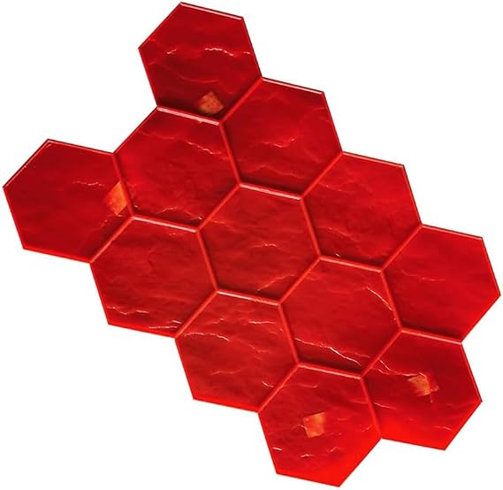 Floor Concrete Stamping Mold, Hexagonal Honeycomb Stone Texture Mat, PU Cement Imprint Seamless Stamp Pad, Large Professional Grade