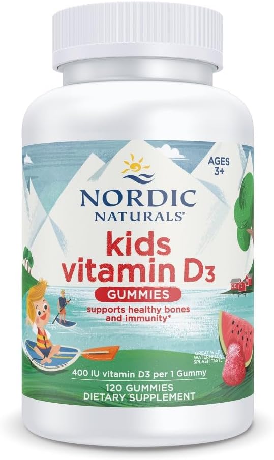 Nordic Naturals Kids Vitamin D3 Gummies, 400 IU, Watermelon - 120 Count