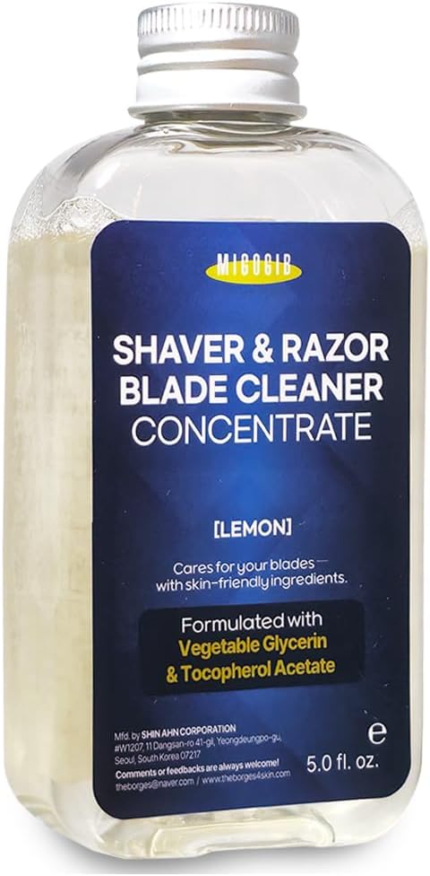Shaver & Razor Blade Cleaner Concentrate, Lemon Scent - Makes 80 fl oz of Solution, Up to 14 Station Refills - Cleans, Deodorizes & Lubricates Shavers, Trimmers, Clippers & Razors (5 fl oz)