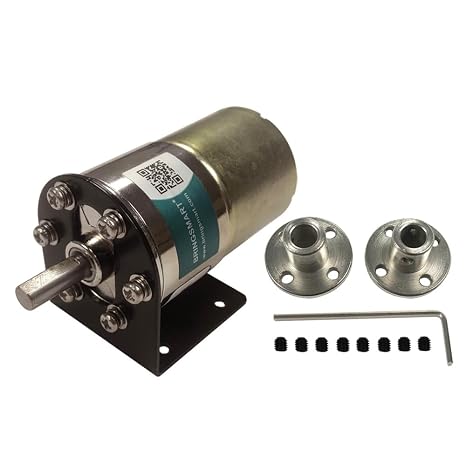 Bringsmart DC 12V 50rpm Geared Motor with Bracket Centric Ouput Shaft Micro Gear Motor with 6MM Flange Couplings 37mm Diameter Gearbox Large Torque Reduction Motor