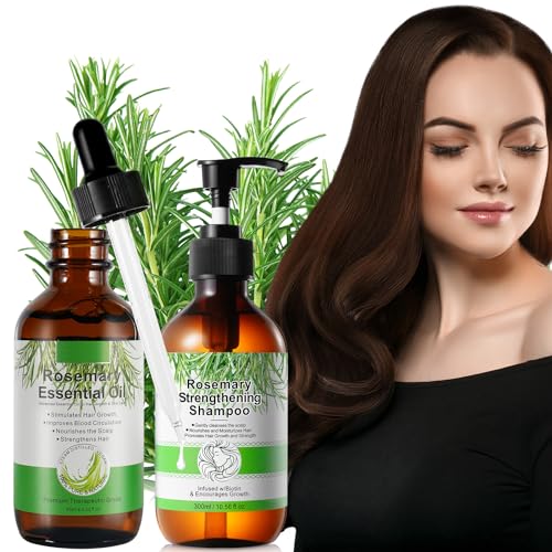 Hair Growth Serum with Biotin, Castor Oil, and Rosemary Shampoo for Hair Loss and Thinning Treatment - Hair Regrowth Products for Women and Men