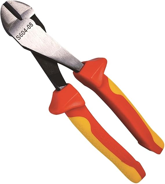 VDE 1000V Insulated Heavy-Duty Diagonal Cutting Pliers,IEC 60900 & ASTM F1505 Standard Professional CRV Industrial Side Cutters & Nippers,Designed for Electrician,S604 (7 inches)