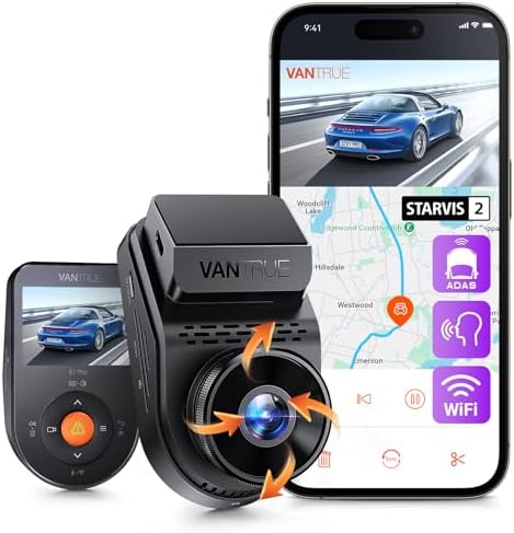 Vantrue S1 Pro Dash Cam Front STARVIS 2, 2.7K Mini Dash Camera for Cars, ADAS, App Control, Built-in WiFi GPS, G-Sensor, Loop Recording, Night Vision, 24H Parking Mode, 158, 2 IPS, Support 1TB Max