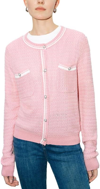 URBAN REVIVO Womens Cardigan Sweaters 2025 Spring Long Sleeve Button Down Open Front Knitted Jackets