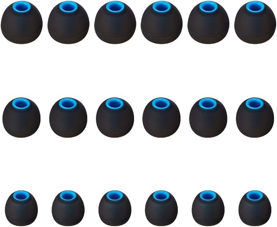 Brandless Earbud Tips Soft Silicone Earbuds Replacement Tips Fit for in-Ear Headphones(Inner Hole from 3.8mm - 4.2mm Earphones) 9 Pairs S/M/L,Black/Blue