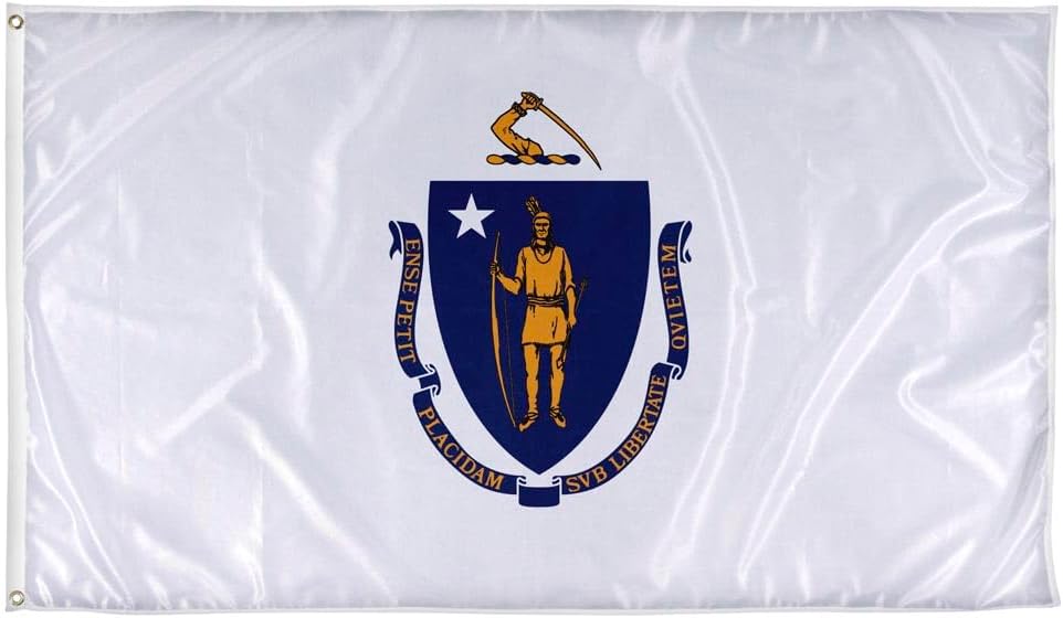 Vispronet - Massachusetts State Flags - 3ft x 5ft Knitted Polyester, State Flag Collection, Made in the USA Flag Only