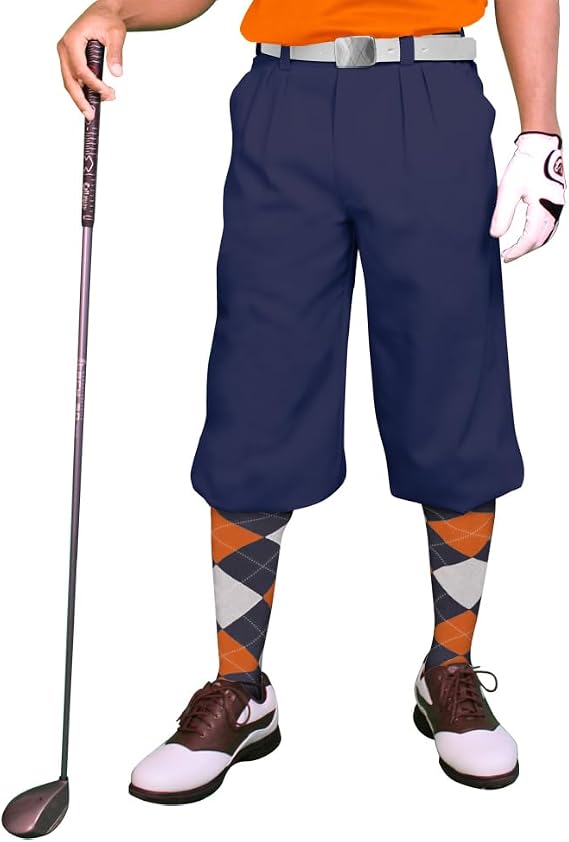 Golf Knickers Navy Microfiber (Plus Fours) for Men